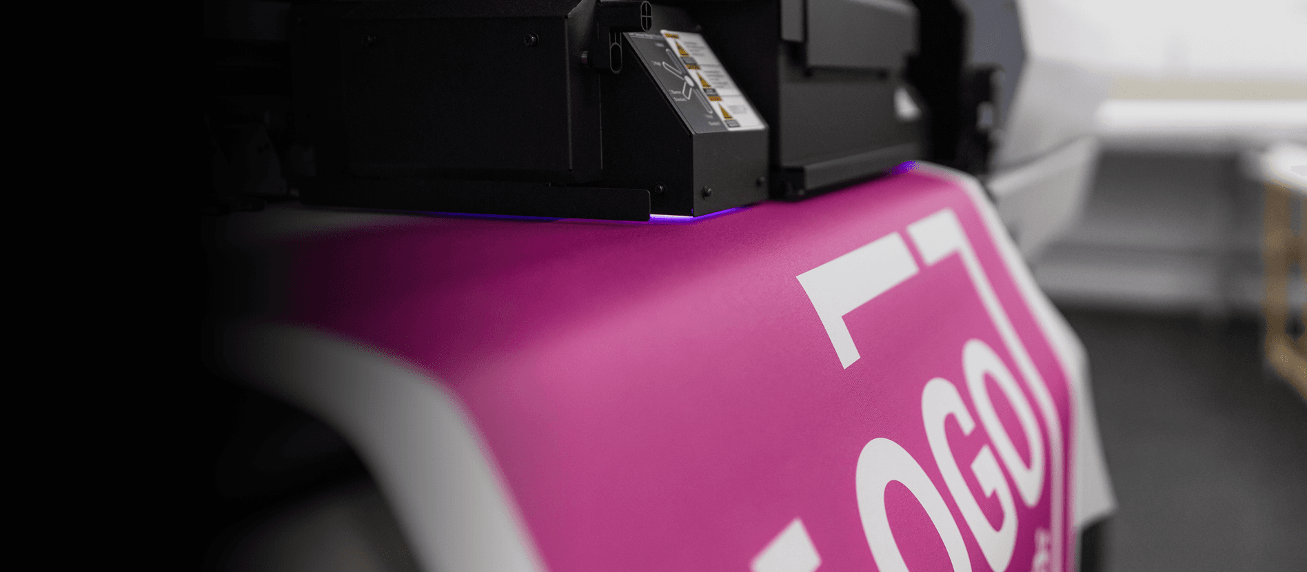 In-house UK production and printing of custom commercial roller blinds for UK business customers